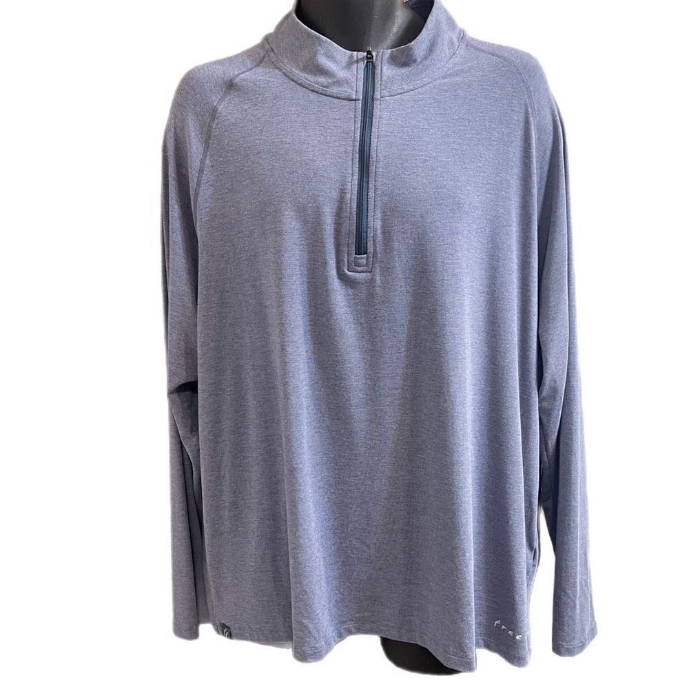 Free Fly Sweater Quarter Zip Pullover Mens 2X Blue Performance Bamboo